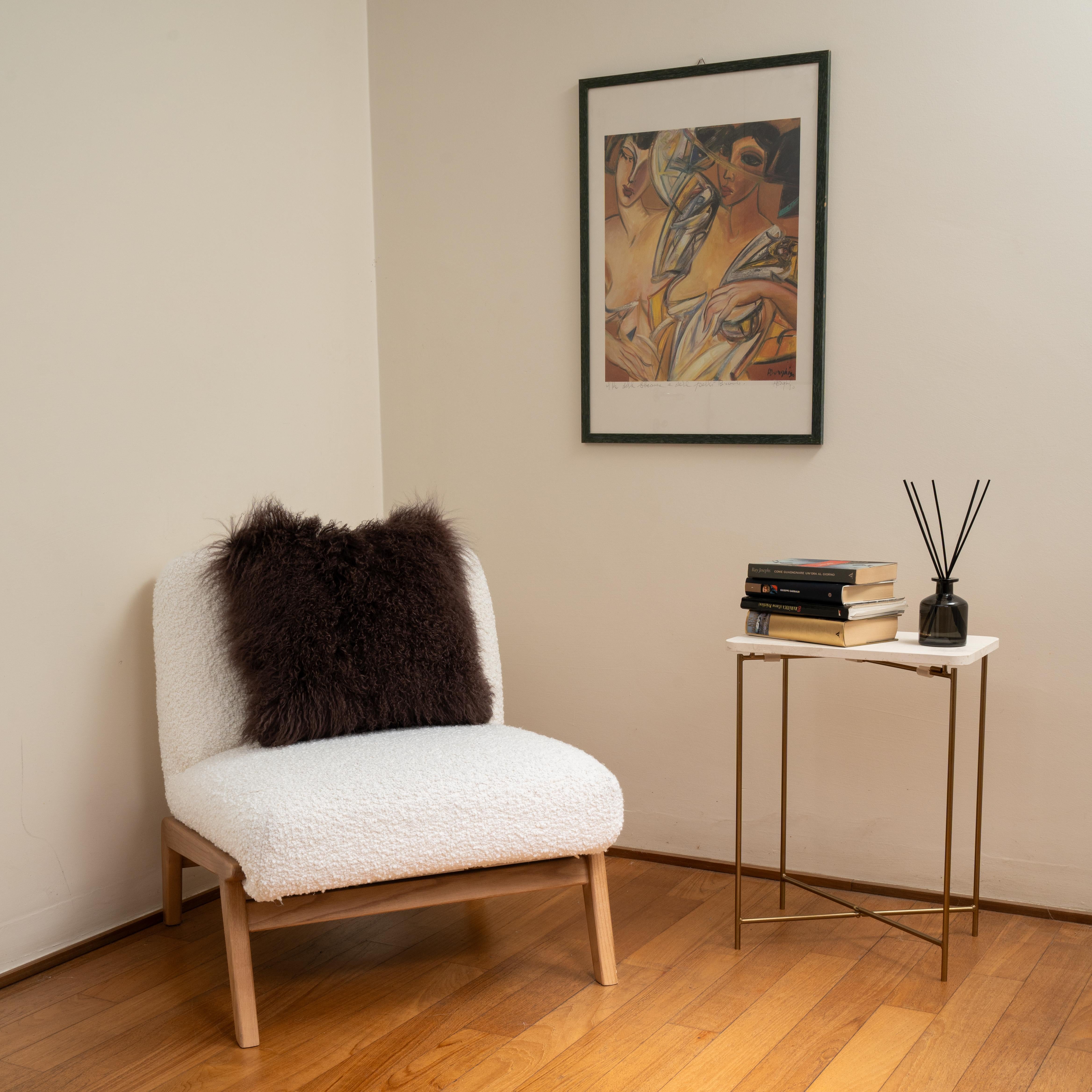 Cojín Cuadrado Marrón Cordero del Tíbet by Muchi Decor, Made in Italy Hecho a mano en venta