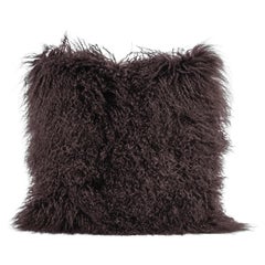 Tibet Lamb Brown Square Cushion by Muchi Decor, Made in Italy
