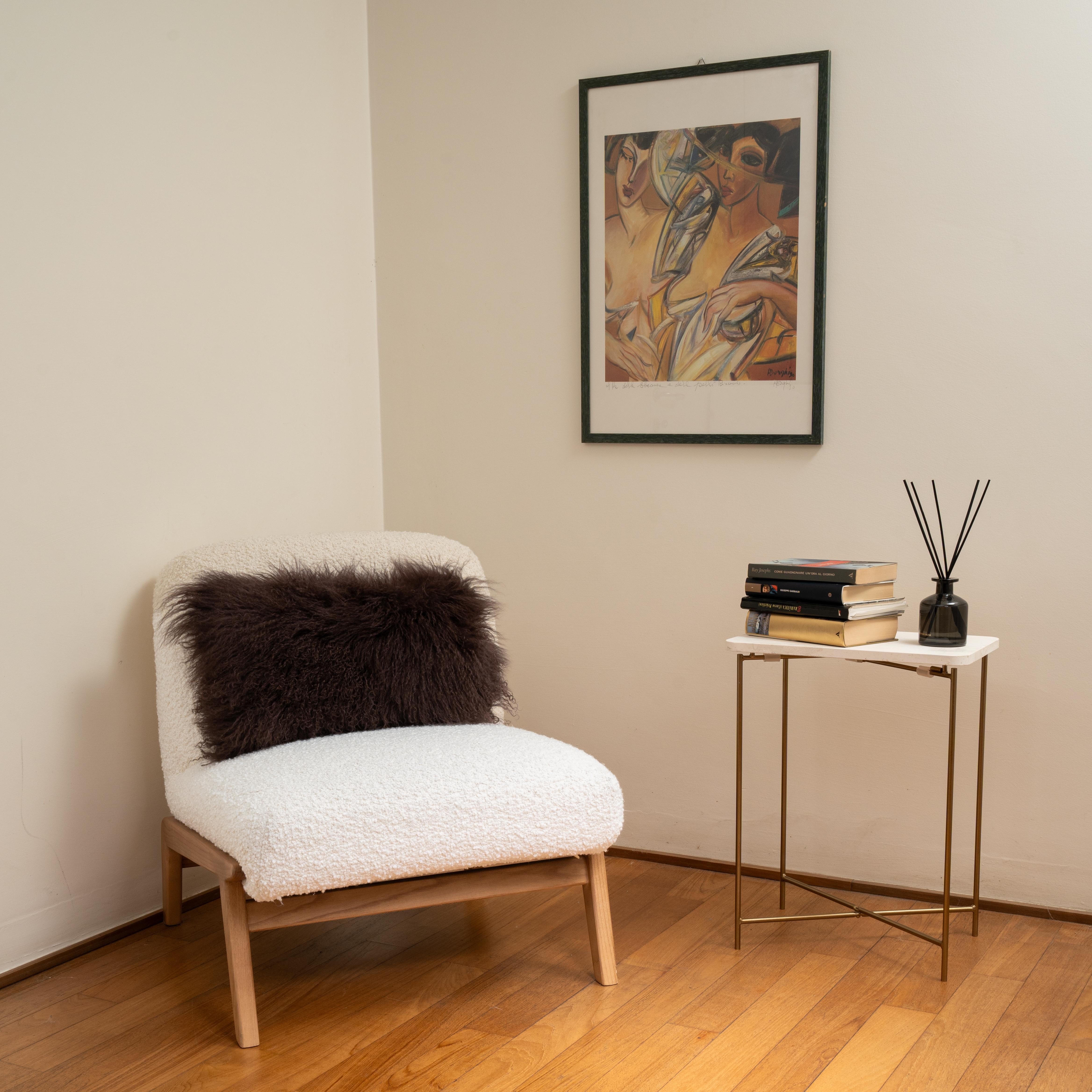 Tibet Lamm Brown Lumbalkissen von Muchi Decor, hergestellt in Italien (Handgefertigt) im Angebot