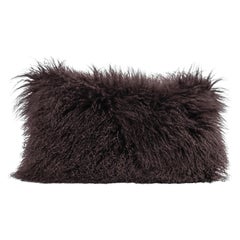 Tibet Lamb Brown Lumbar Cushion by Muchi Decor, Made in Italy