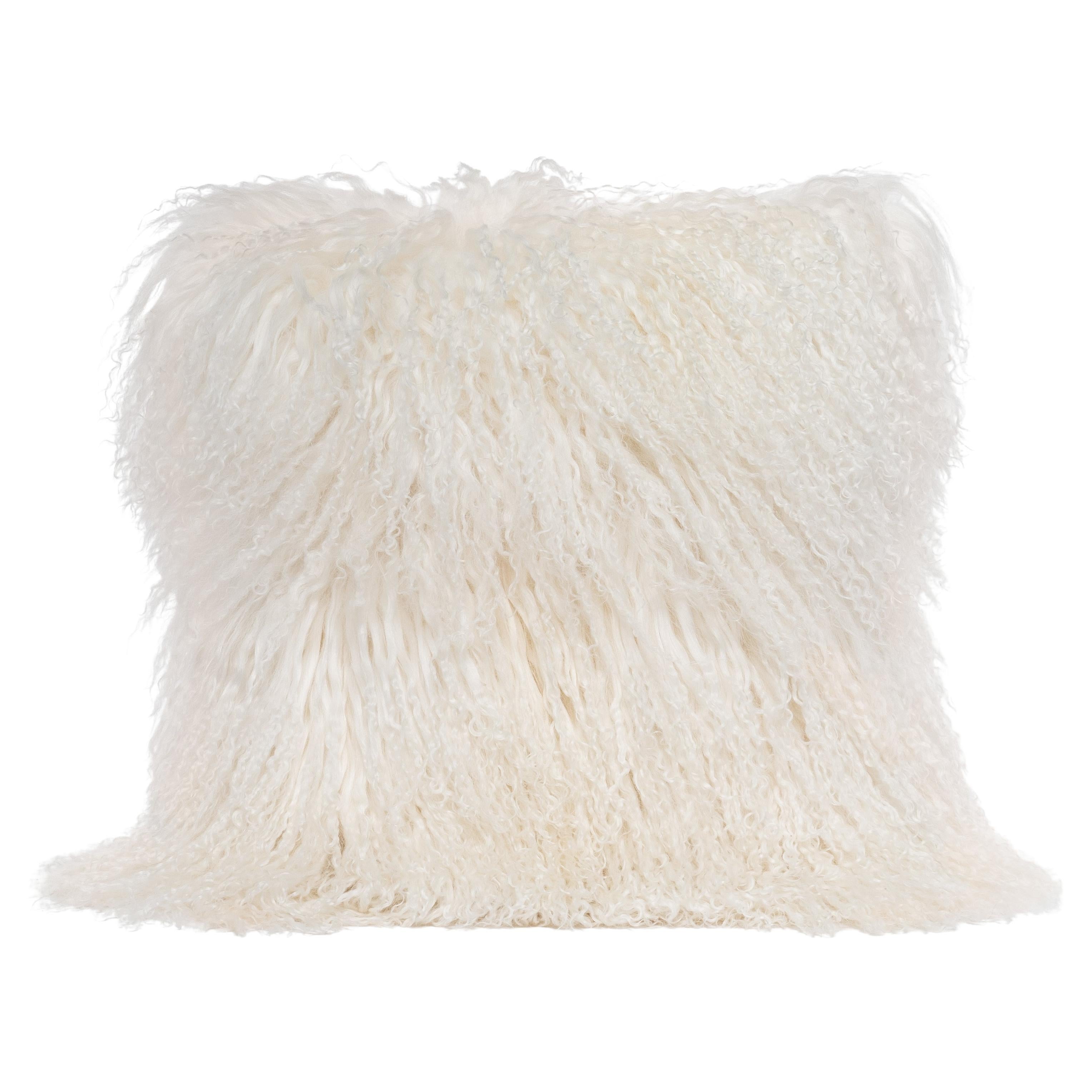 Tibet Lamb White Square Cushion by Muchi Decor, Made in Italy