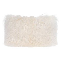 Tibet Lamb White Lumbar Cushion by Muchi Decor, Made in Italy