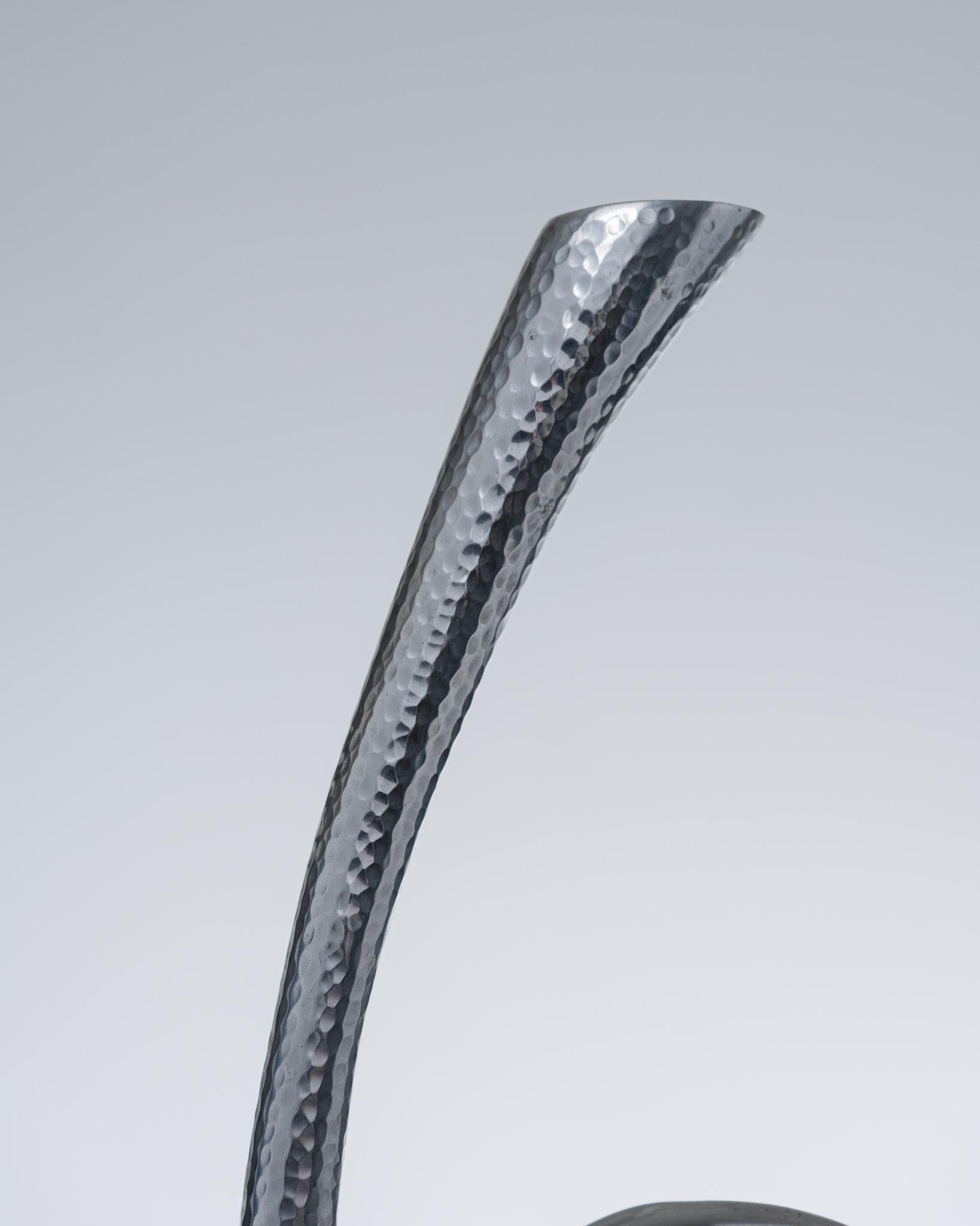 Modern Curly hammered metal candleholder, 1970s For Sale