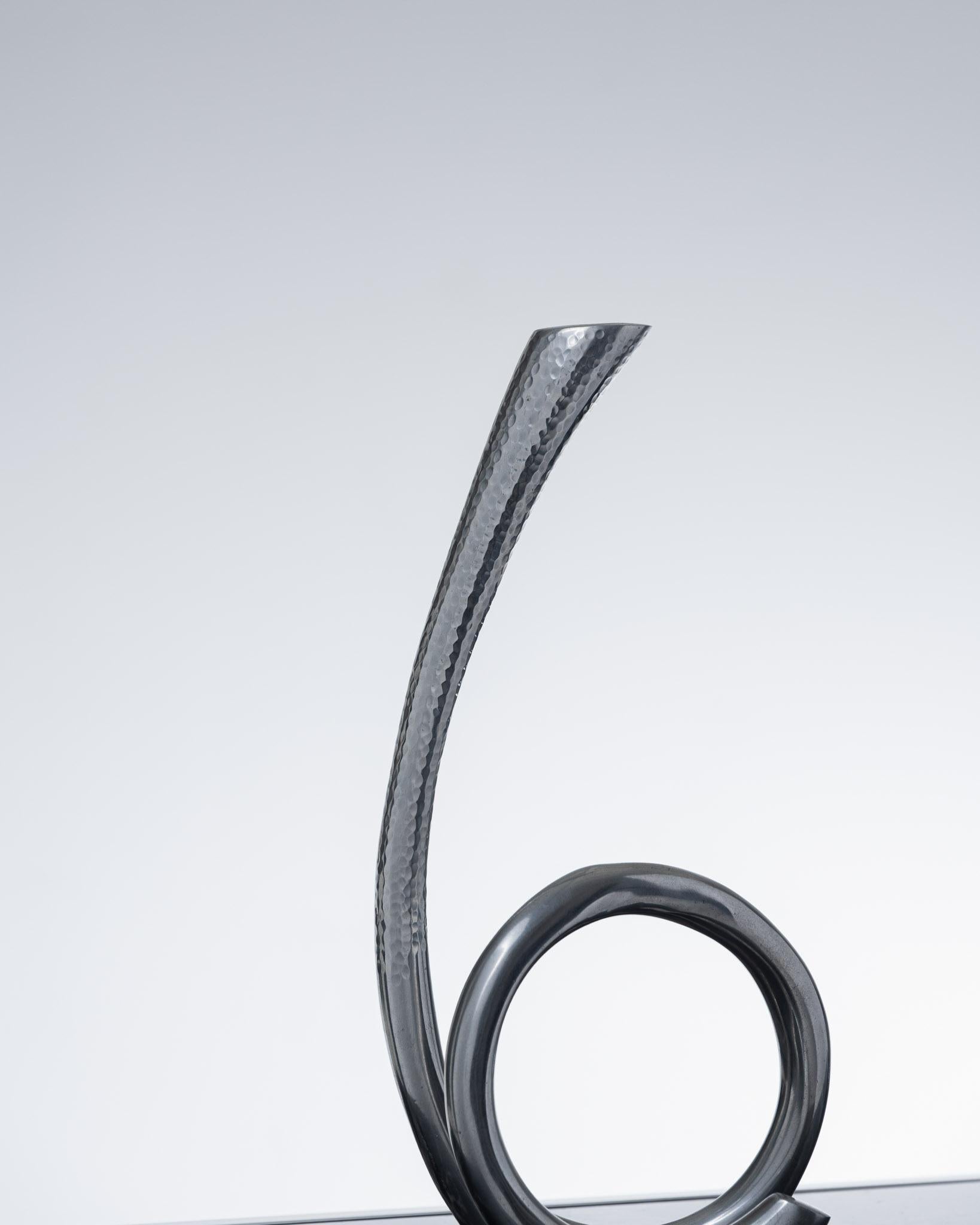 20th Century Curly hammered metal candleholder, 1970s For Sale