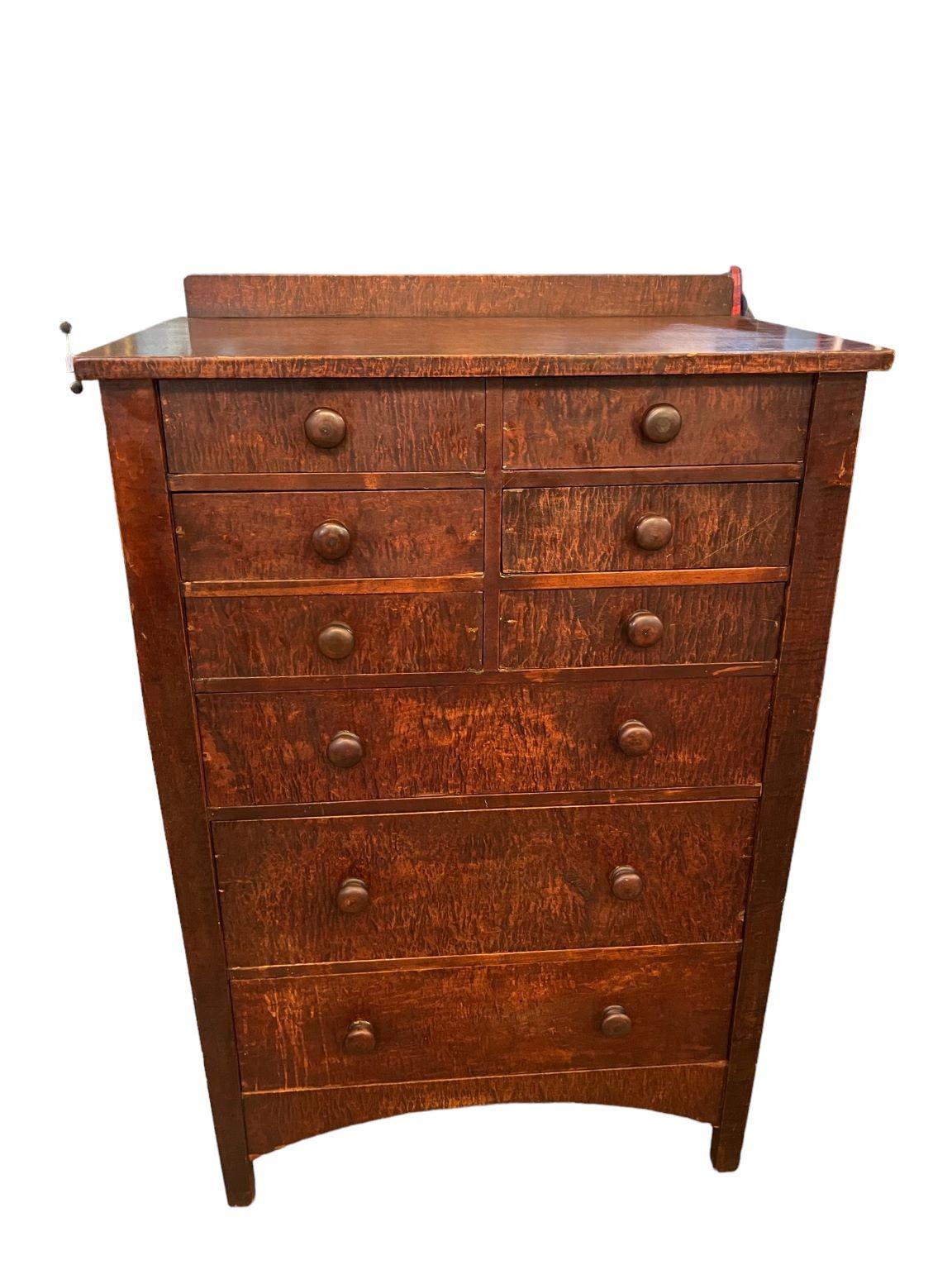 Curly Maple Chest For Gustav Stickley Attributed to Harvey Ellis C.1900’s 2