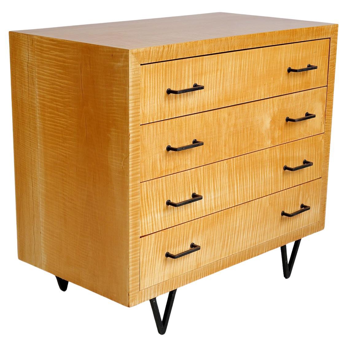 Curly maple chest of drawers, France 1960