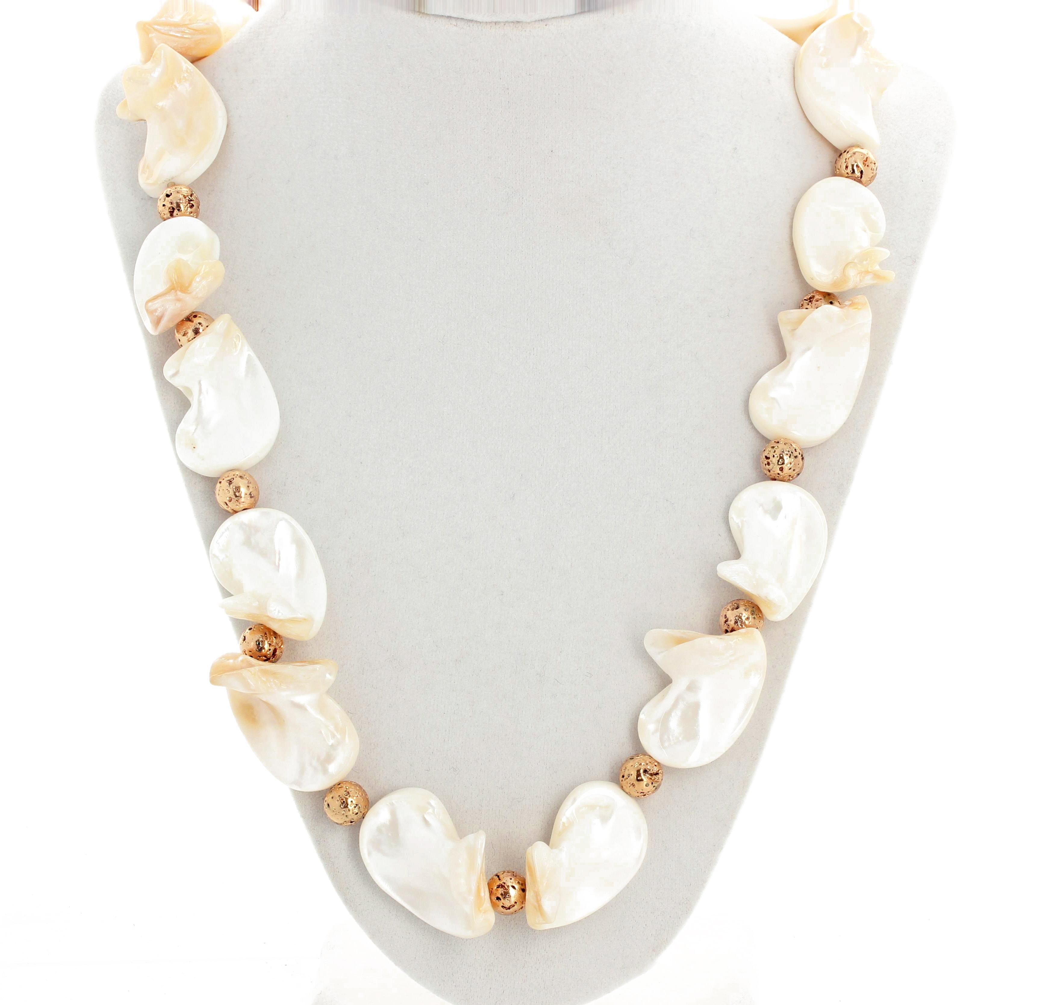 Women's AJD Dramatic Artistic Natural Curly Pearl Shell & Goldy Lava 23