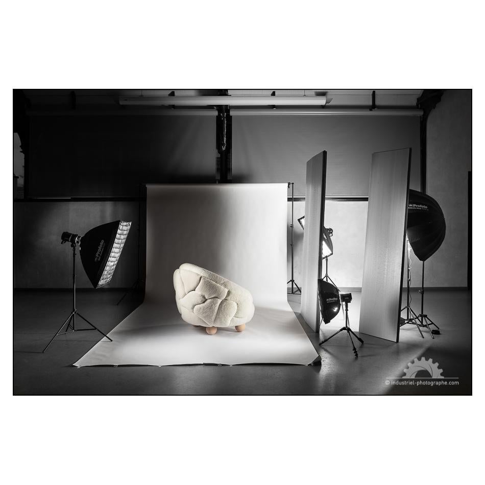 Lambskin White Curly Shearling Armchair - QUAKE For Sale