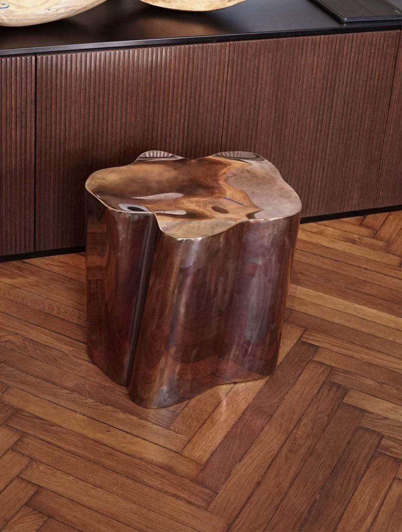 Contemporary Stainless Steel Side Table by Anadora Lupo In Distressed Condition For Sale In Timisoara, RO