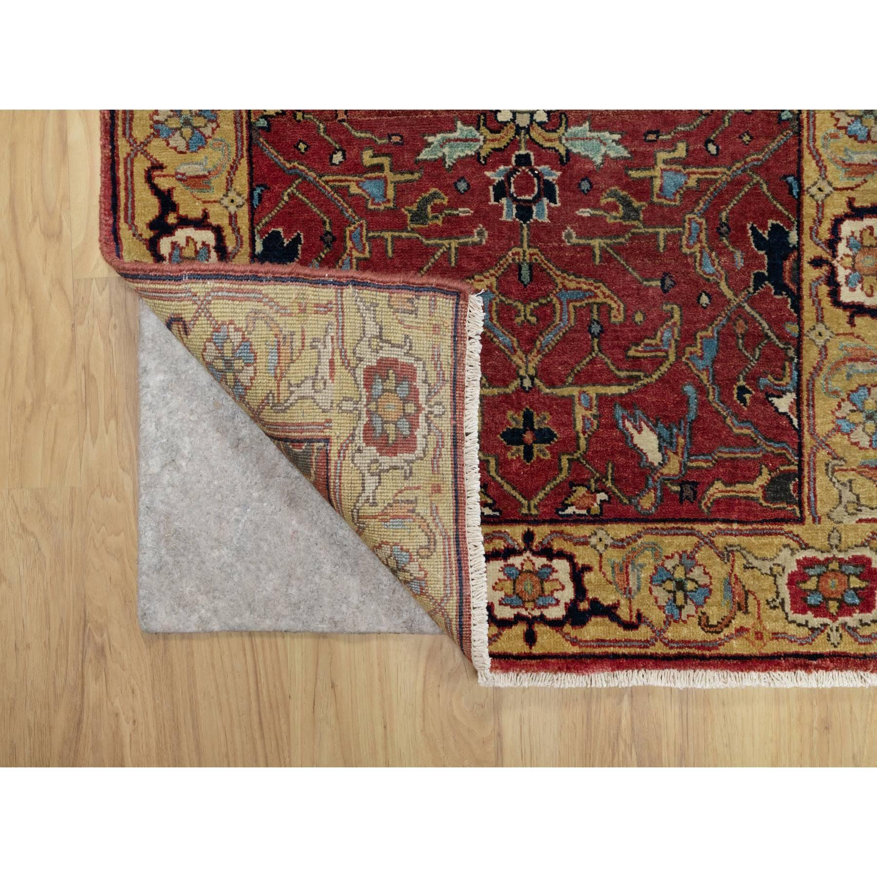 Médiéval Tapis de couloir Heriz Fine Antiqued Re-Creation noué à la main rouge courrant 2'7