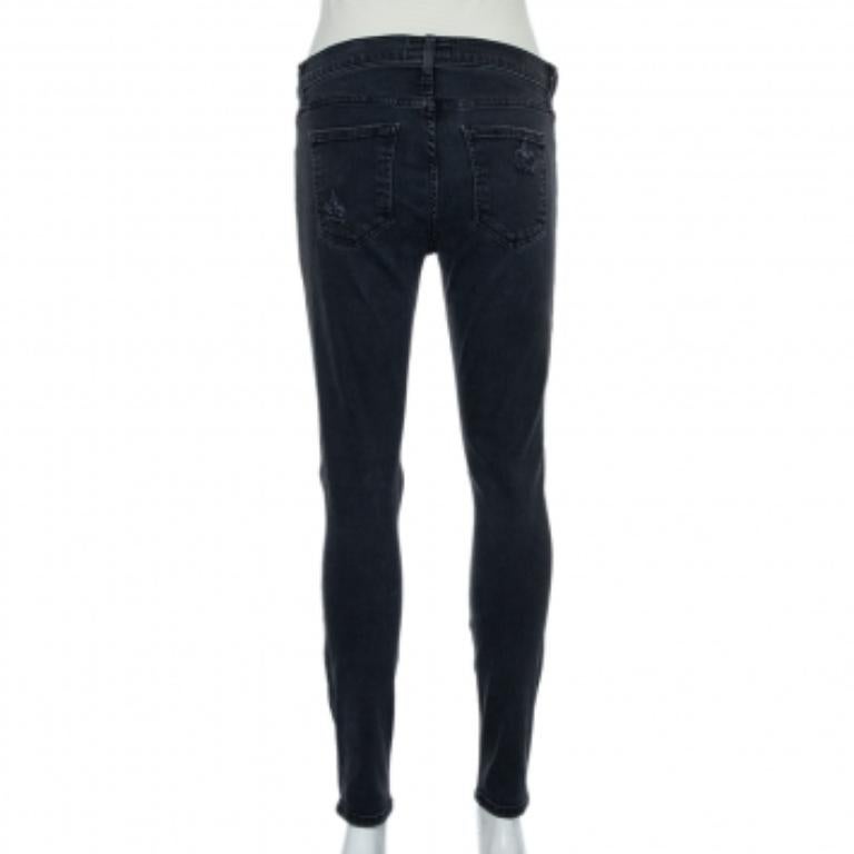 Current Elliot Black Denim Destroyed Stilletto Jeans M For Sale 1
