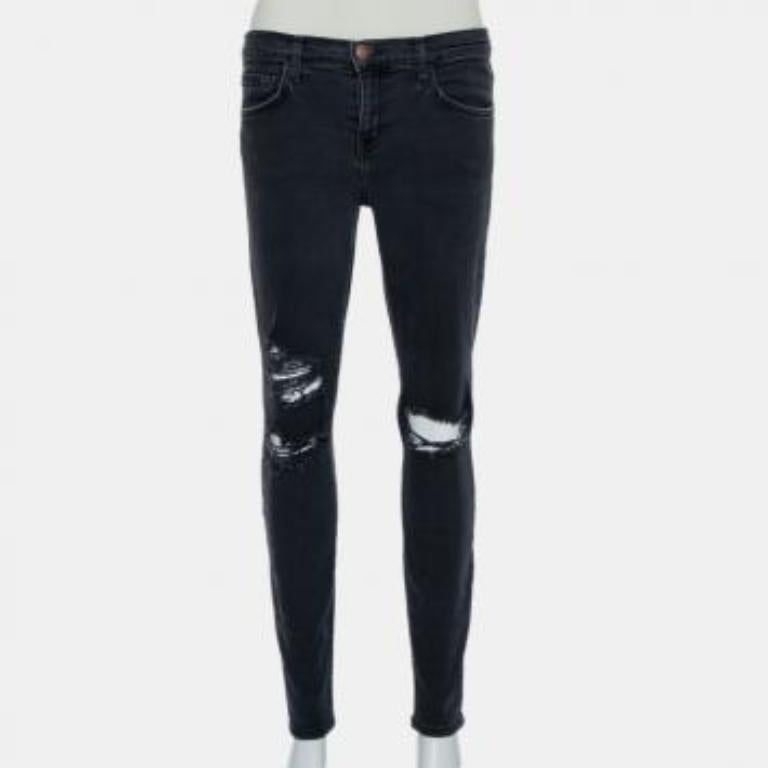 Current Elliot Black Denim Destroyed Stilletto Jeans M For Sale 3