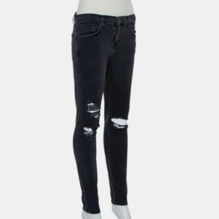Current Elliot Black Denim Destroyed Stilletto Jeans M For Sale 4