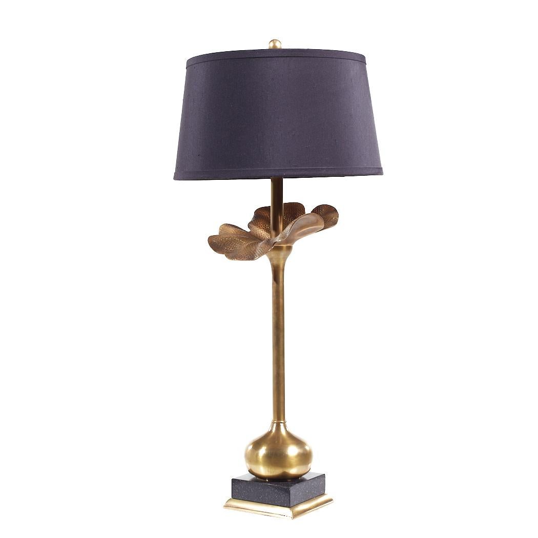 Currey and Co Brass Flower Petal Table Lamps Pair For Sale at 1stDibs