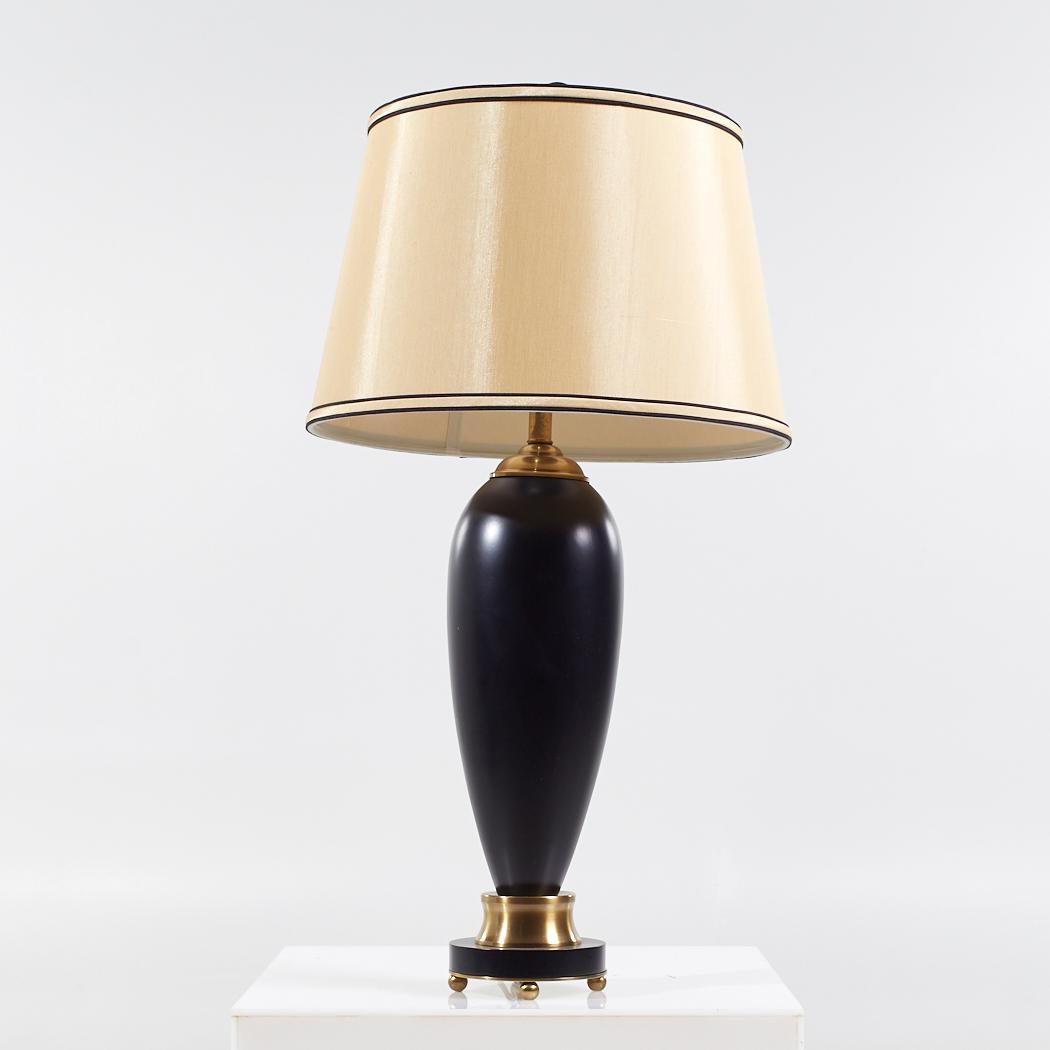 Currey and Co Contemporary Black and Brass Table Lamp

This lamp measures: 18 wide x 18 deep x 34 inches high

We take our photos in a controlled lighting studio to show as much detail as possible. We do not photoshop out blemishes. 

We keep you