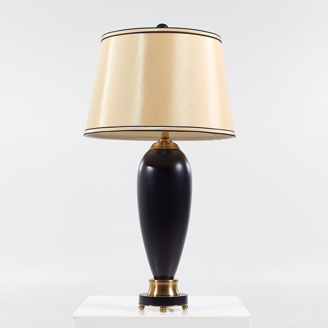 Modern Currey and Co Contemporary Black and Brass Table Lamp For Sale