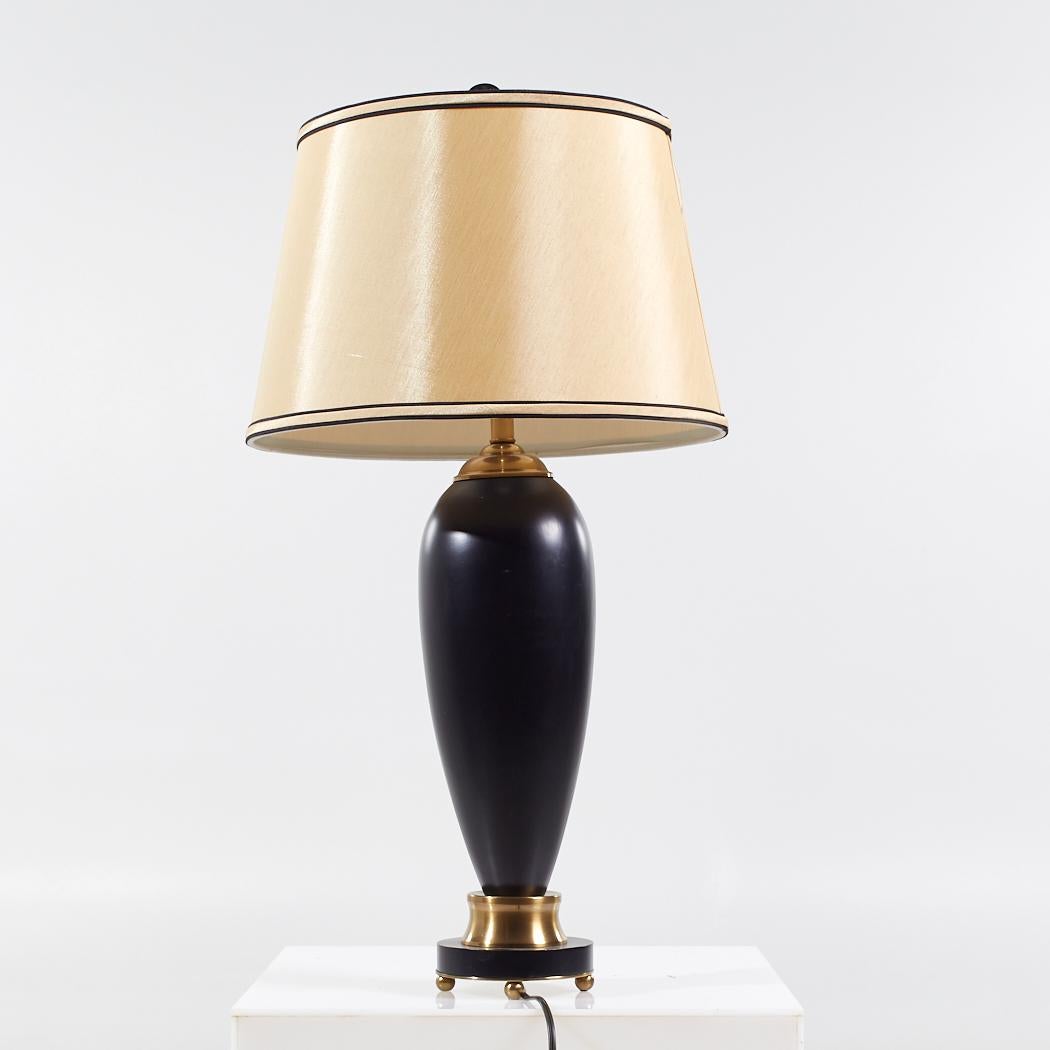 American Currey and Co Contemporary Black and Brass Table Lamp For Sale
