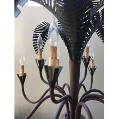 Currey & Co. 12-Light Tole Metal Palm Tree Chandelier