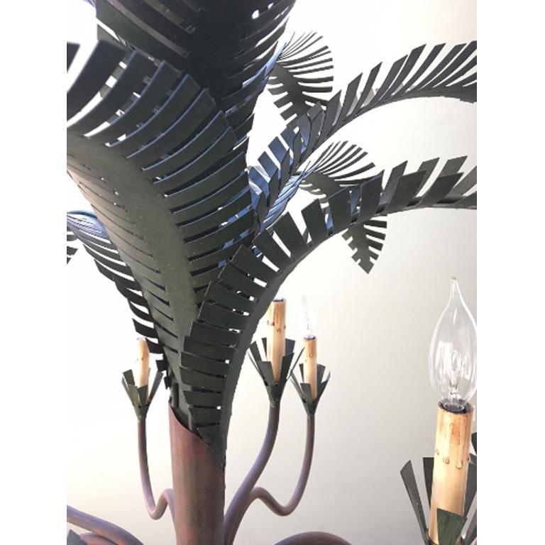 American Currey & Co. 12-Light Tole Metal Palm Tree Chandelier