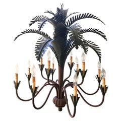 Currey & Co. 12-Light Tole Metal Palm Tree Chandelier