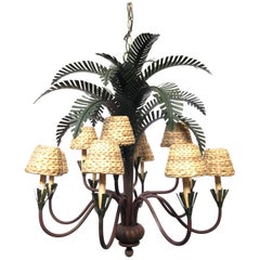 Currey & Co. Large Sculptural Metal Palm Tree Chandelier