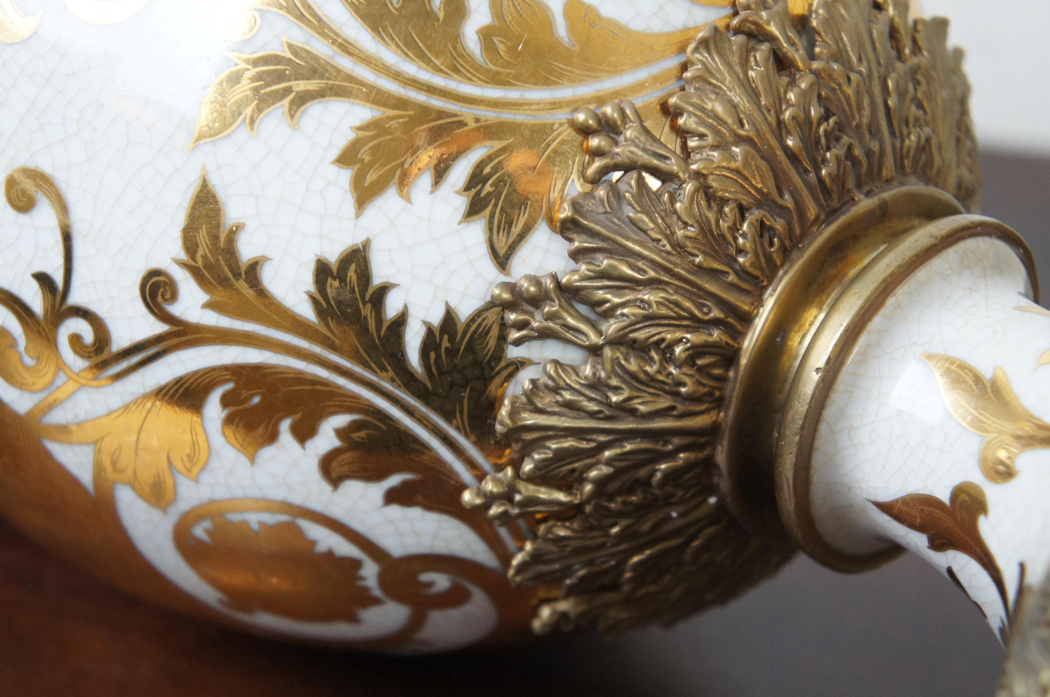 Currey & Co Tzarina 6410 Table Lamp Antique White Gold Porcelain Swan Trophy 5