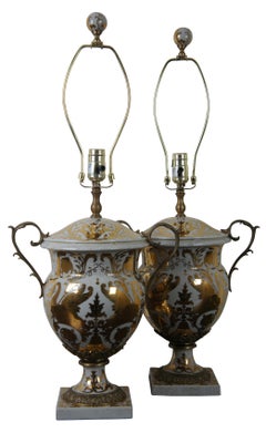 Currey & Co Tzarina 6410 Table Lamp Antique White Gold Porcelain Swan Trophy