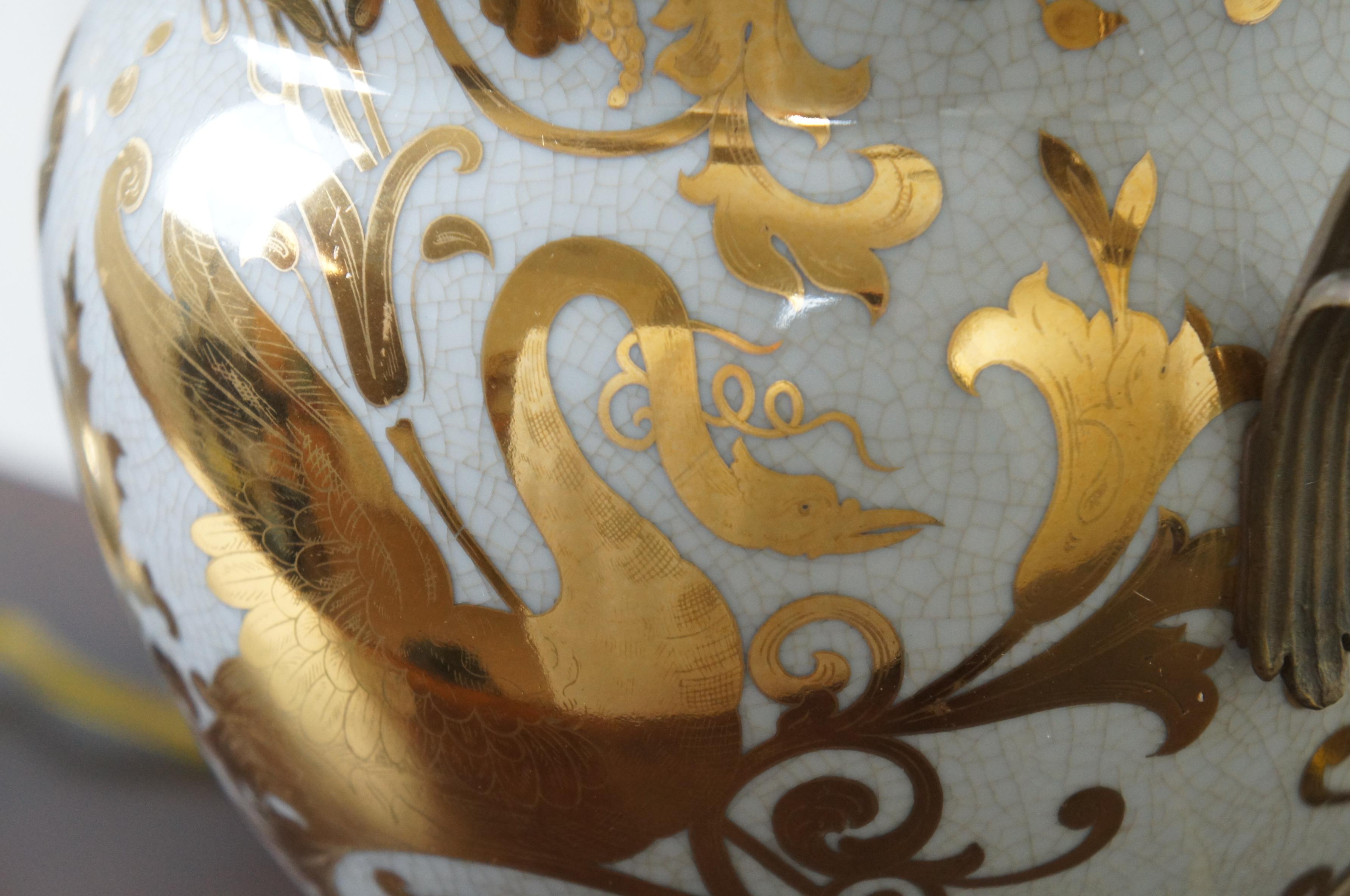 Currey & Co Tzarina 6410 Table Lamp Antique White Gold Porcelain Swan Trophy 2