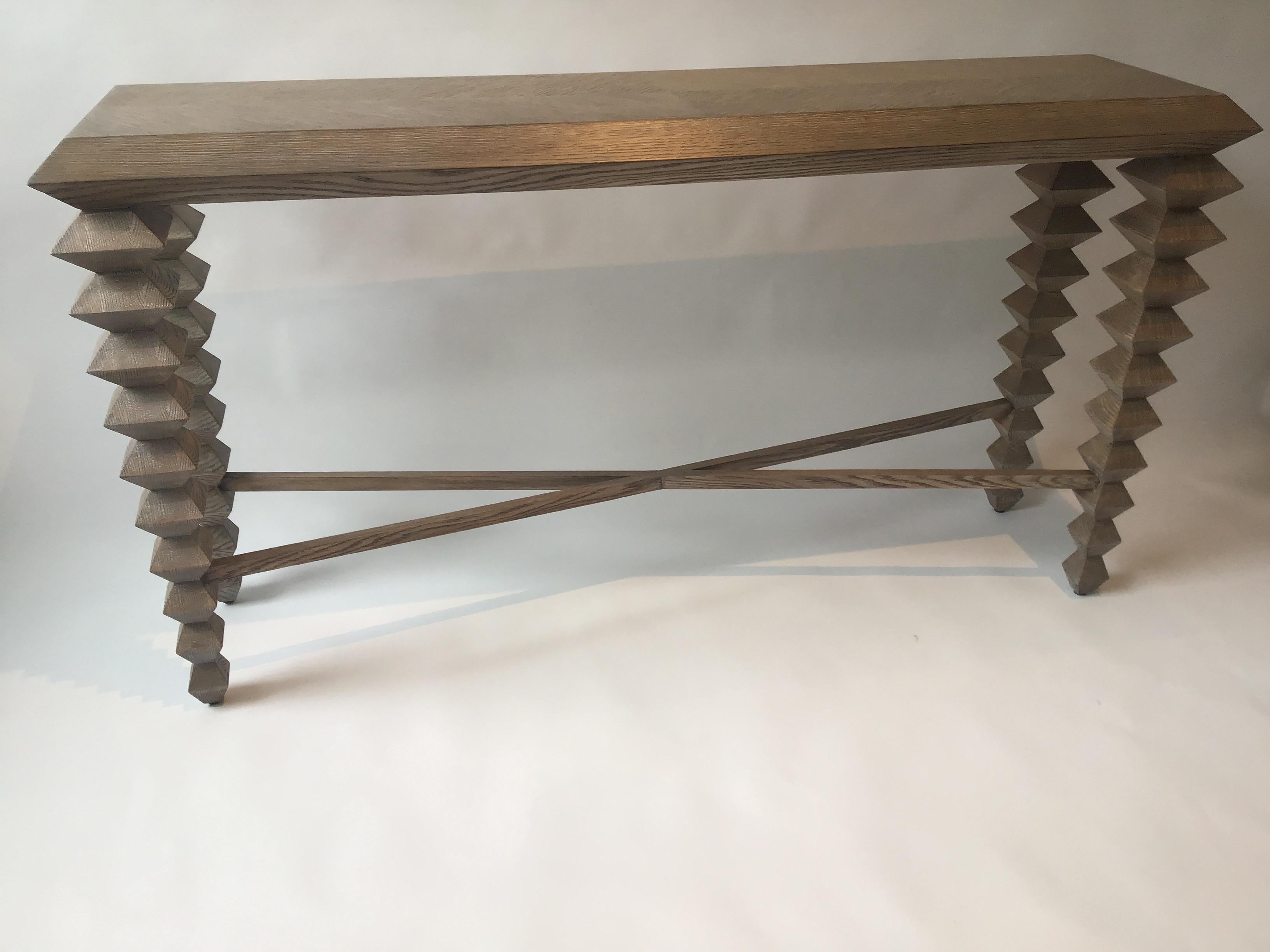 Currey & Company cerused Saranya console table.