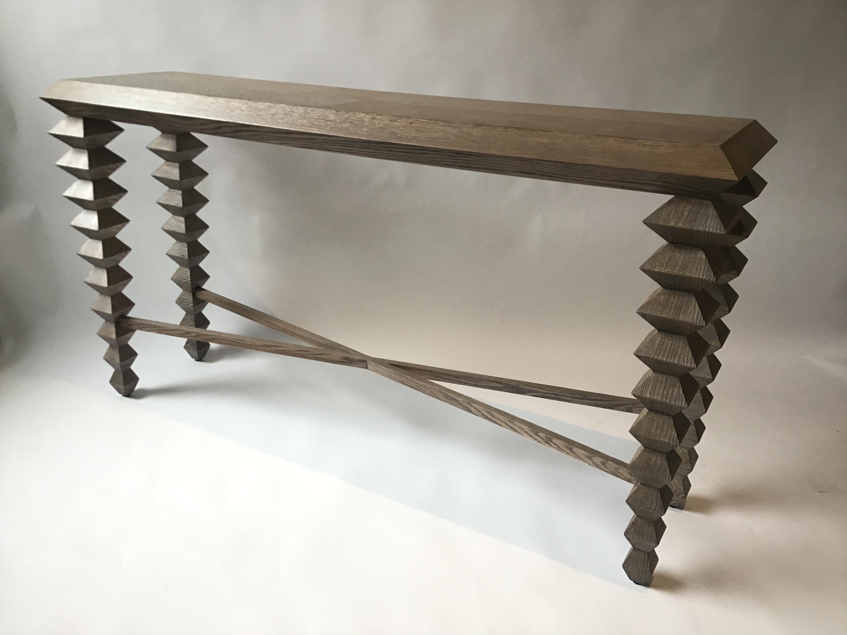 Contemporary Currey & Company Cerused Saranya Console Table