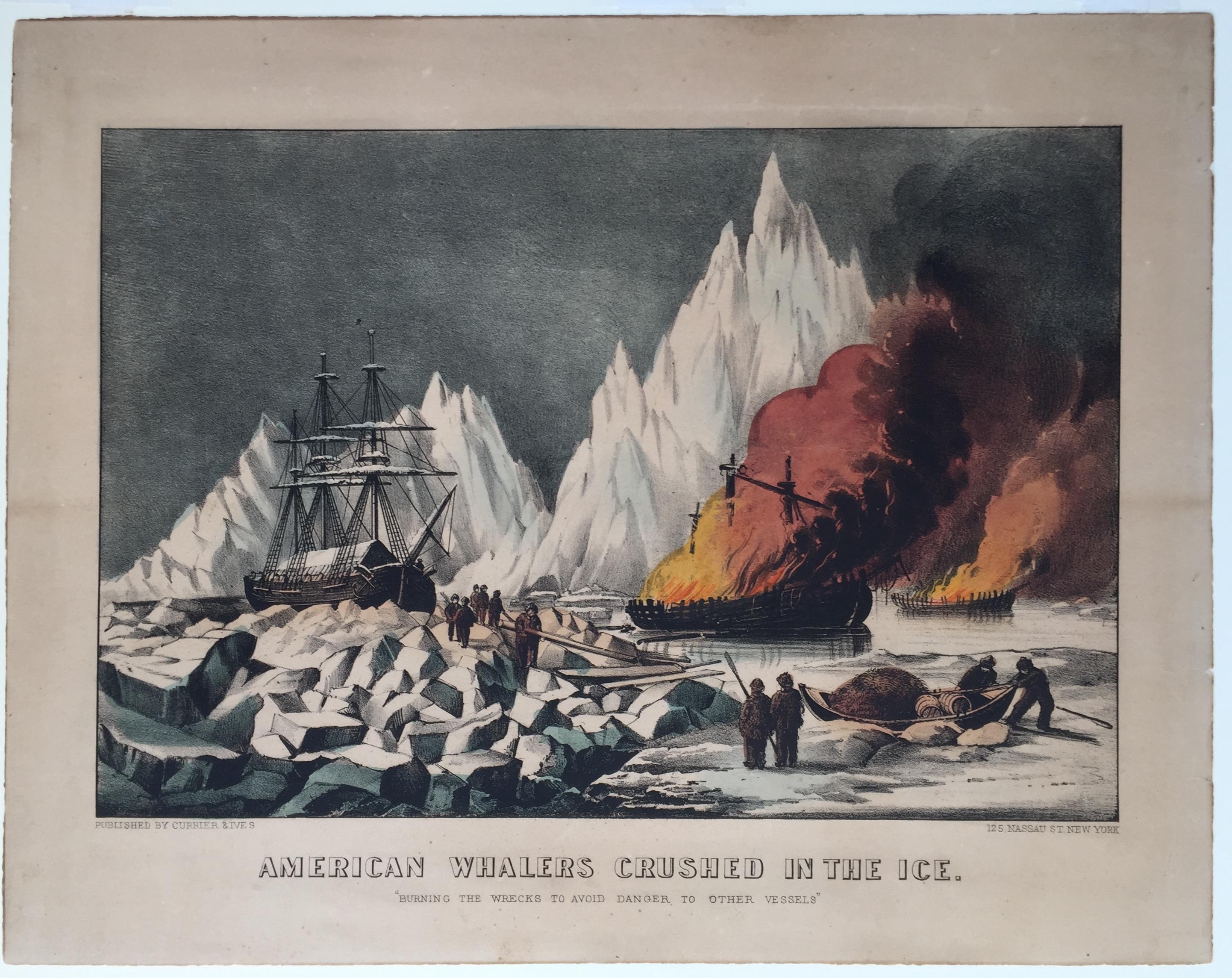 American Whalers Crushed in the Ice. - Print by Currier & Ives