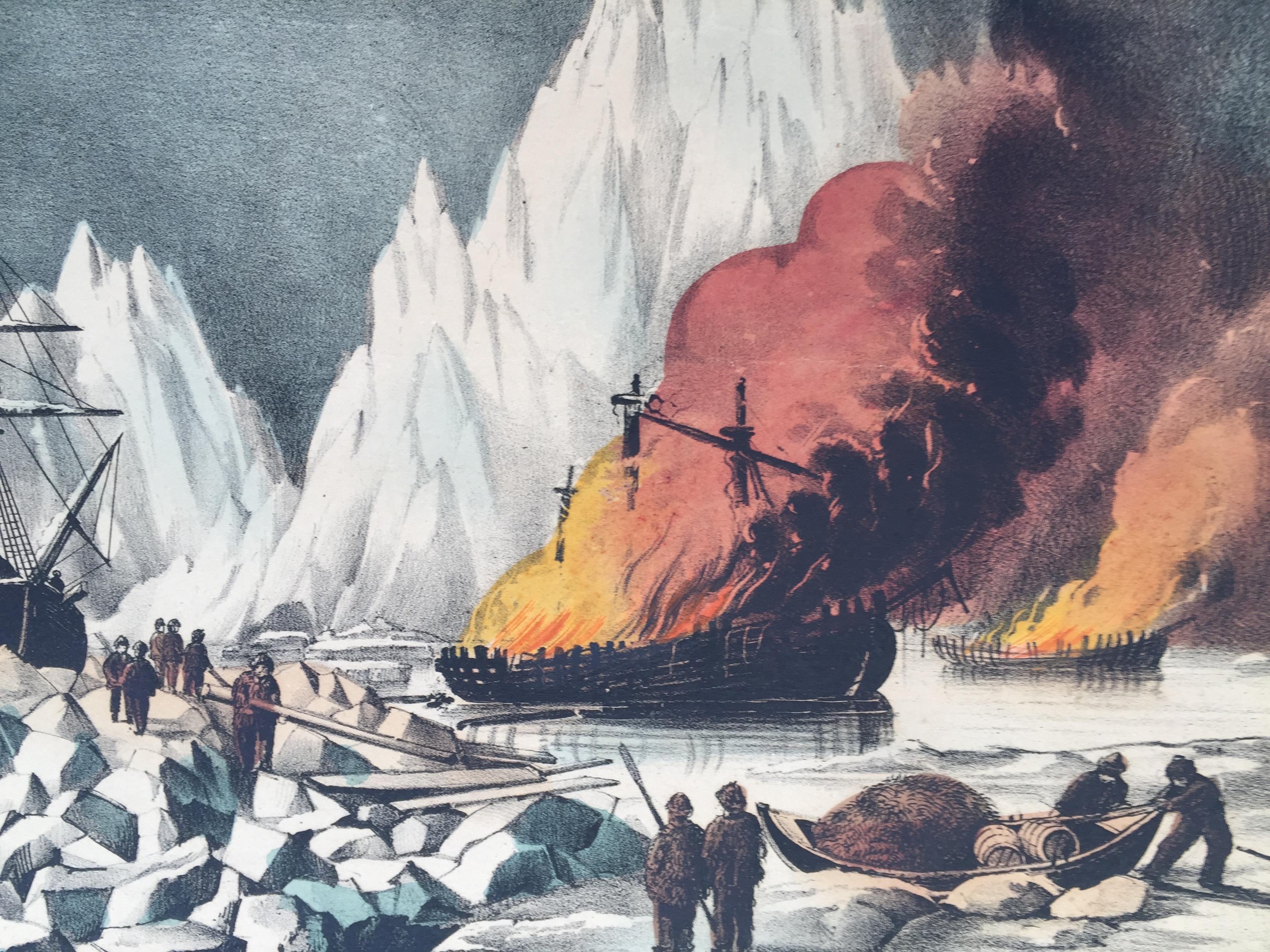 American Whalers Crushed in the Ice. - Realist Print by Currier & Ives