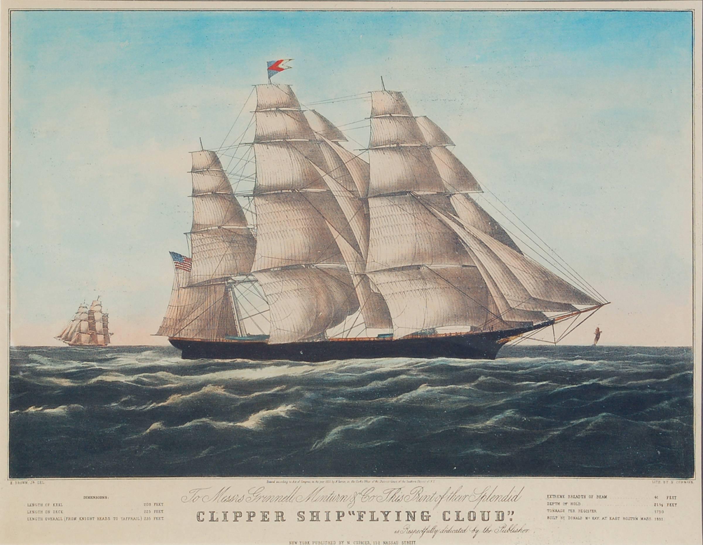 Currier & Ives Print - Clipper Ship Flying Cloud