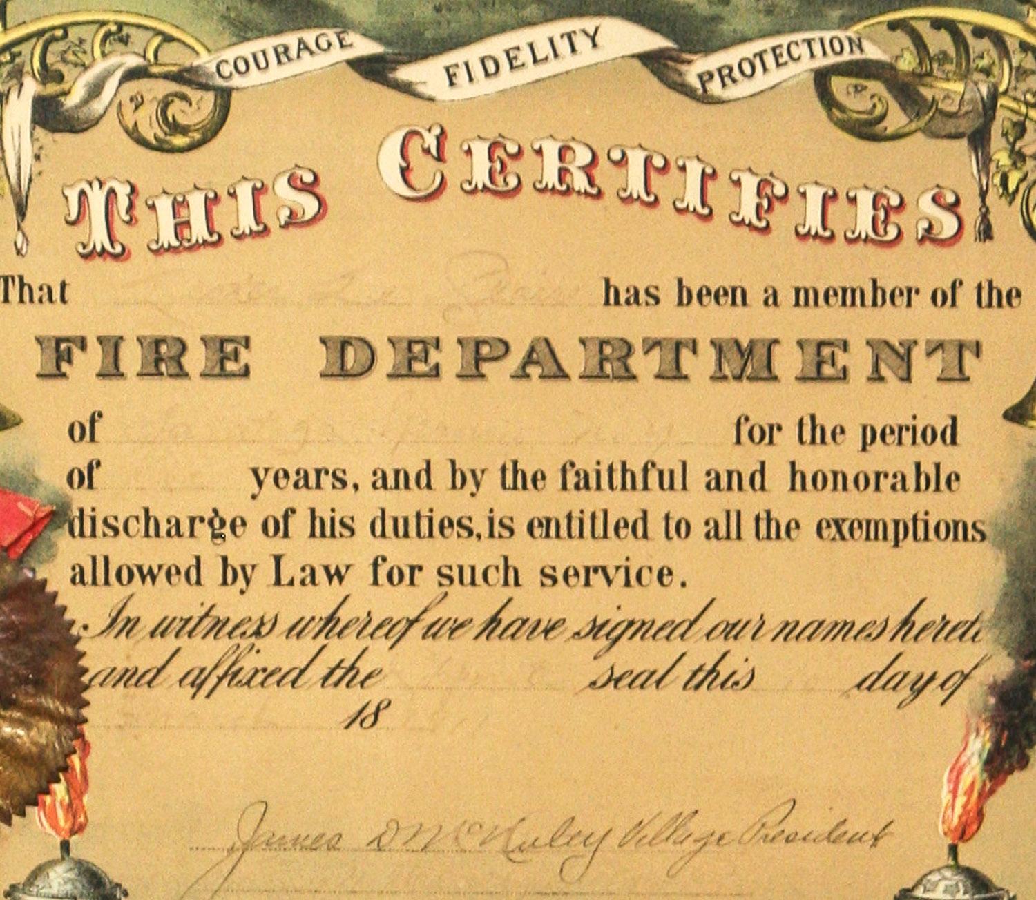 fire department certificate template