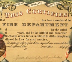 Fire Department Certificate pub. by Currier & Ives 1911