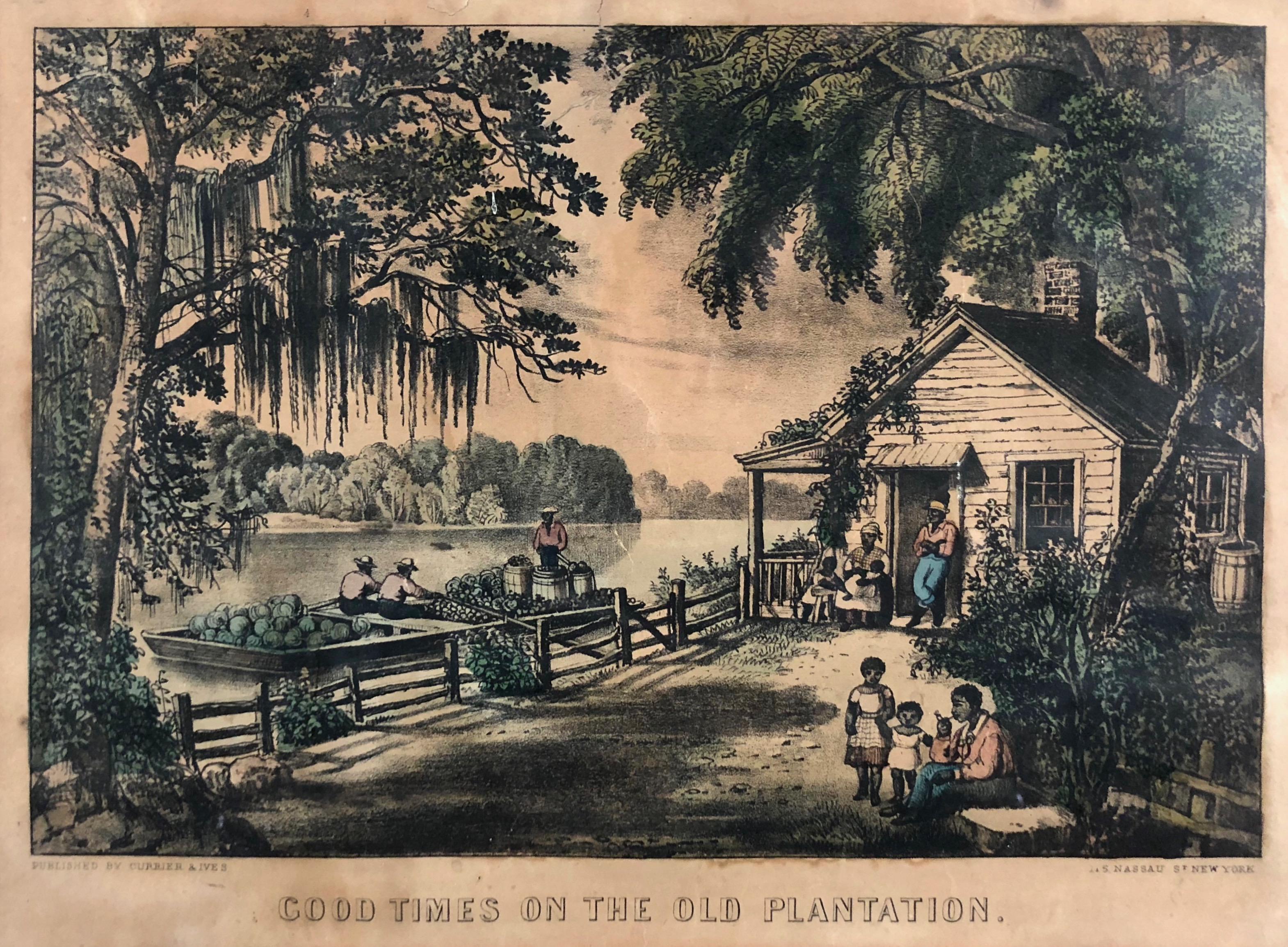 Currier & Ives Figurative Print - Good Times on the Old Plantation