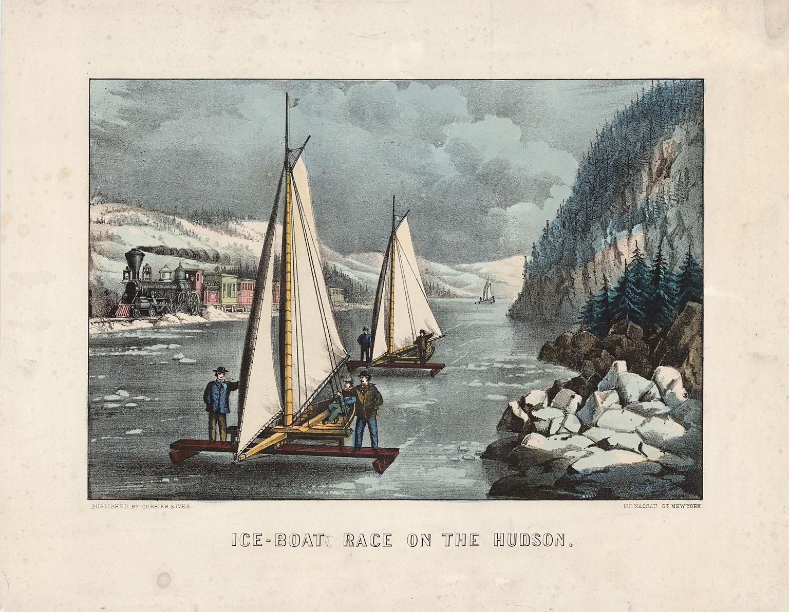 Ice-Boat Race on the Hudson. - Print by Currier & Ives