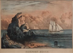 "Newport Beach" Currier & Ives, litografia colorata a mano di Newport Beach