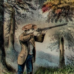 "Partridge Shooting, " Original Color Lithograph Landscape by Currier & Ives