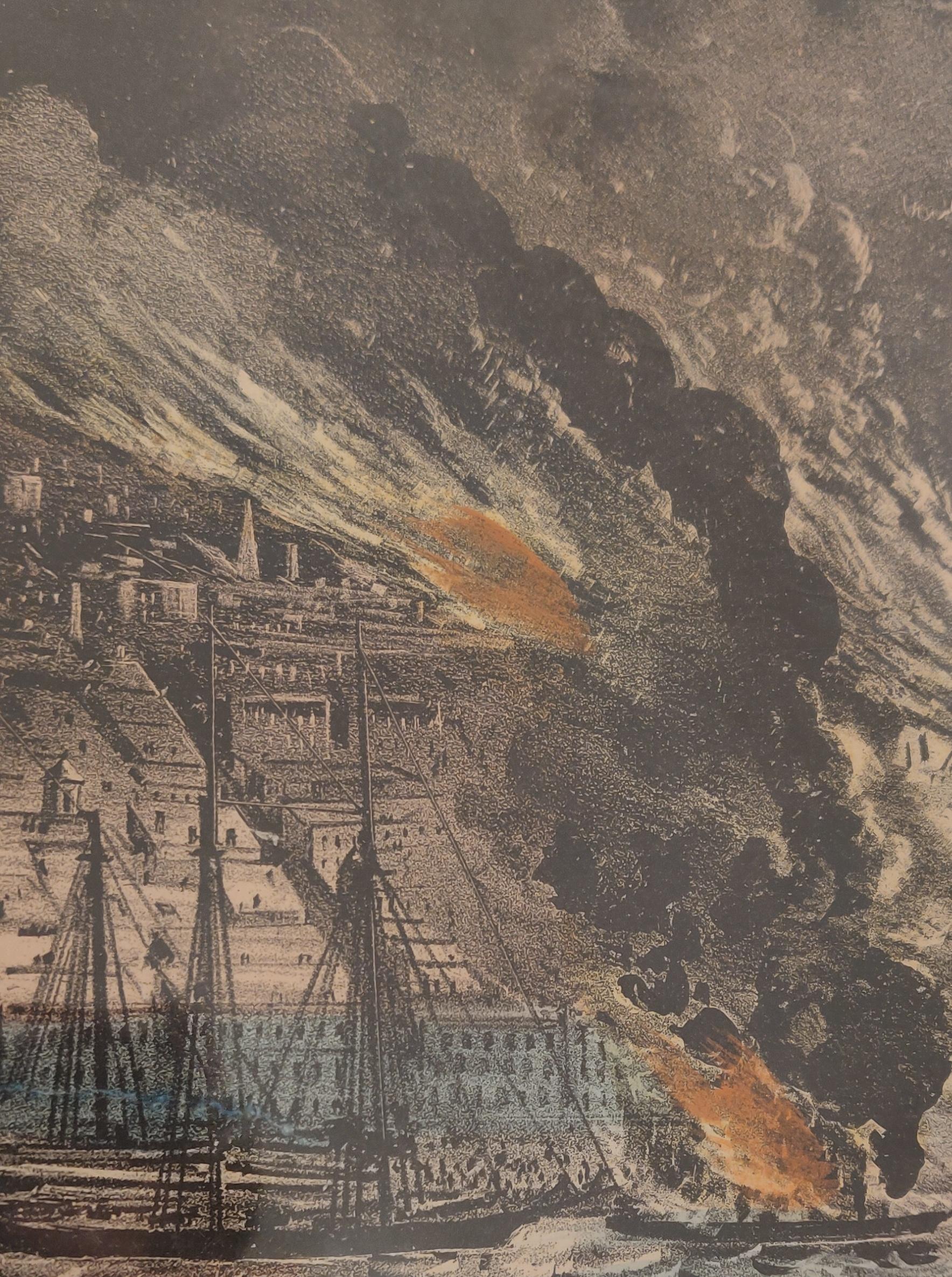 « The Burning of Chicago »  Currier & Ives, Gravure sur l'eau et le paysage urbain 2