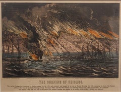 « The Burning of Chicago »  Currier & Ives, Gravure sur l'eau et le paysage urbain