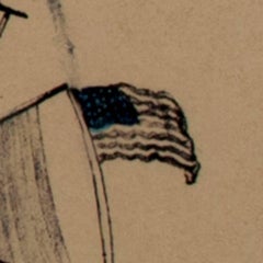 19th century color lithograph seascape boat ship waves maritime landscape