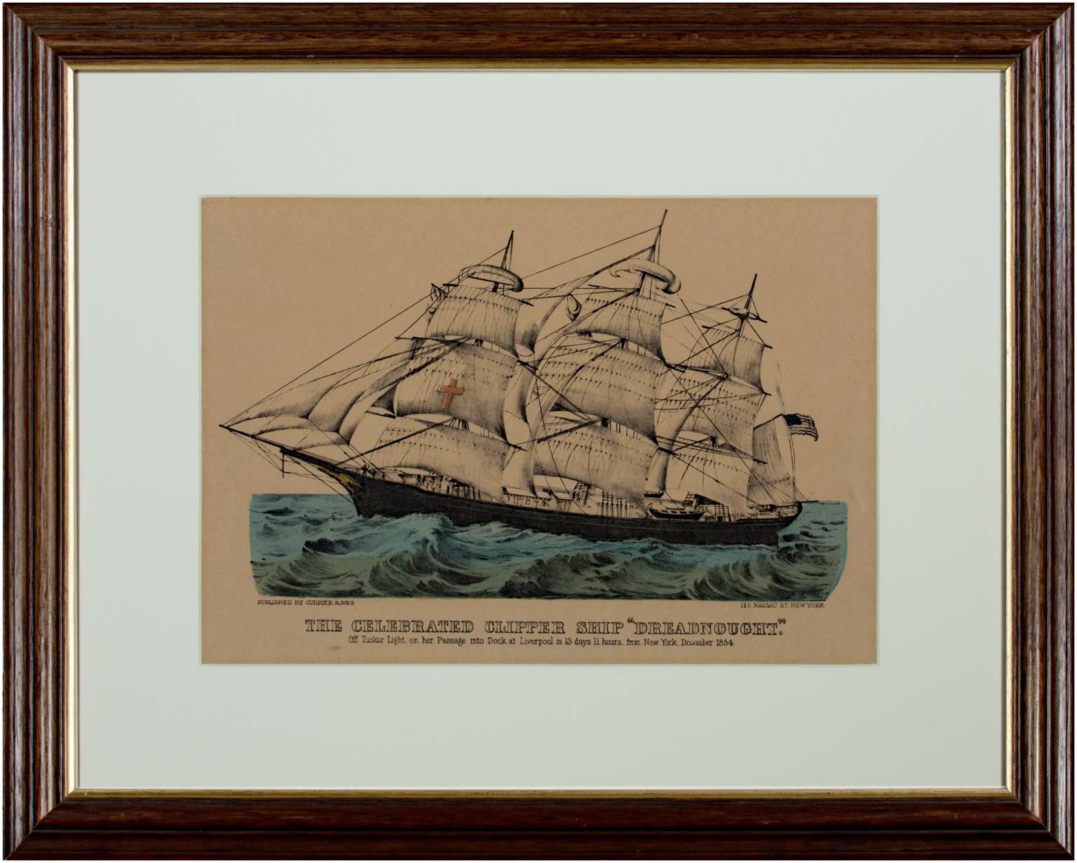 „The Celebrated Clipper Ship Dreadnought“, Original-Lithographie von Currier & Ives im Angebot 3