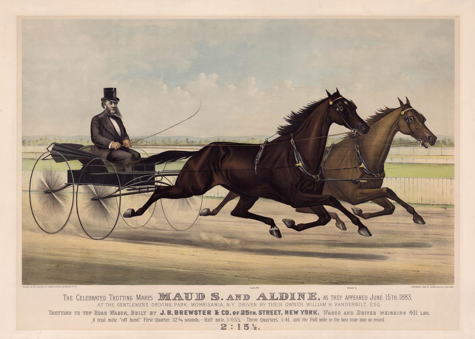 Currier & Ives Portrait Print - The Celebrated Trotting Mares Maud S. and Aldine...