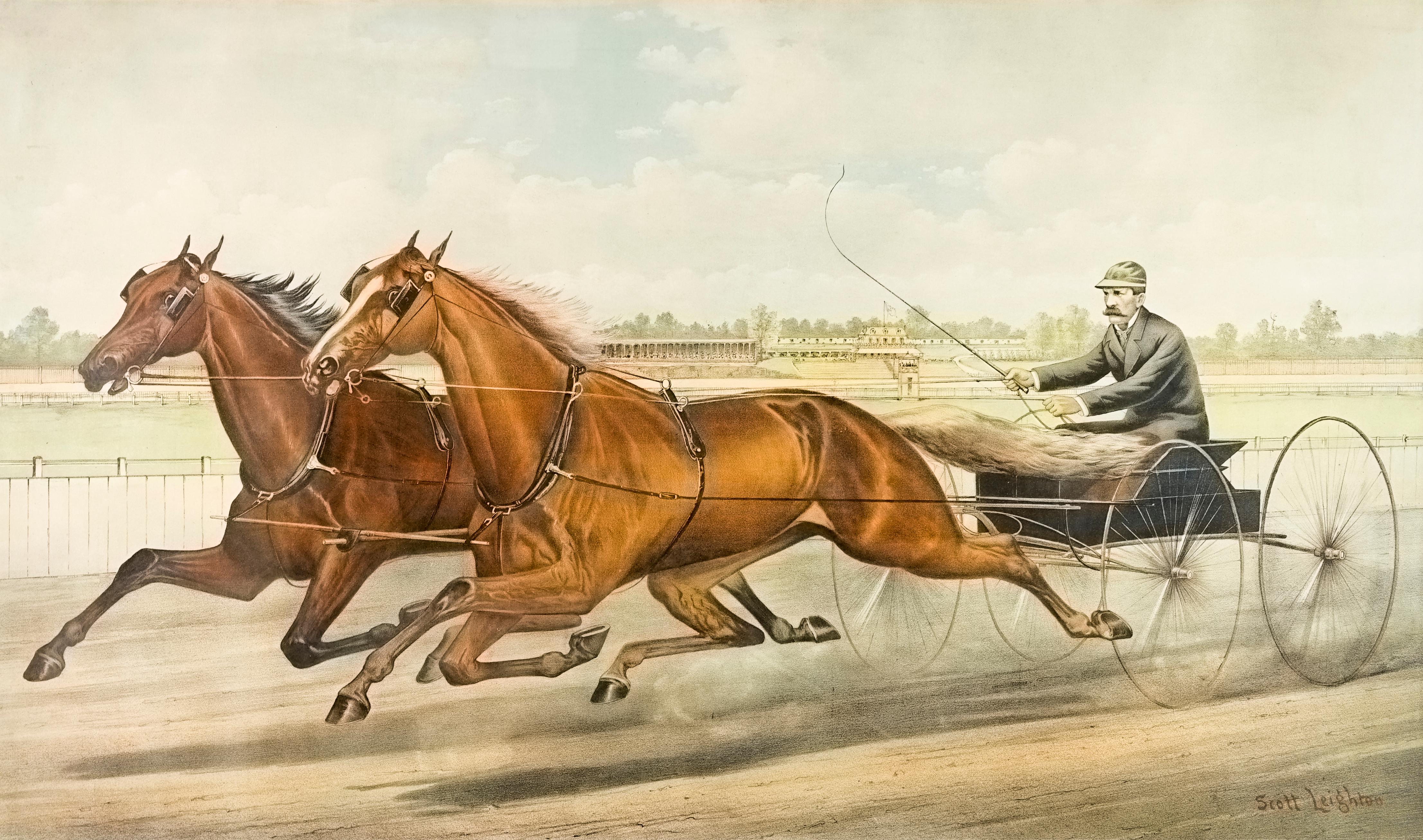 The Celebrated Trotting Team Edward and Swiveller - Print by Currier & Ives