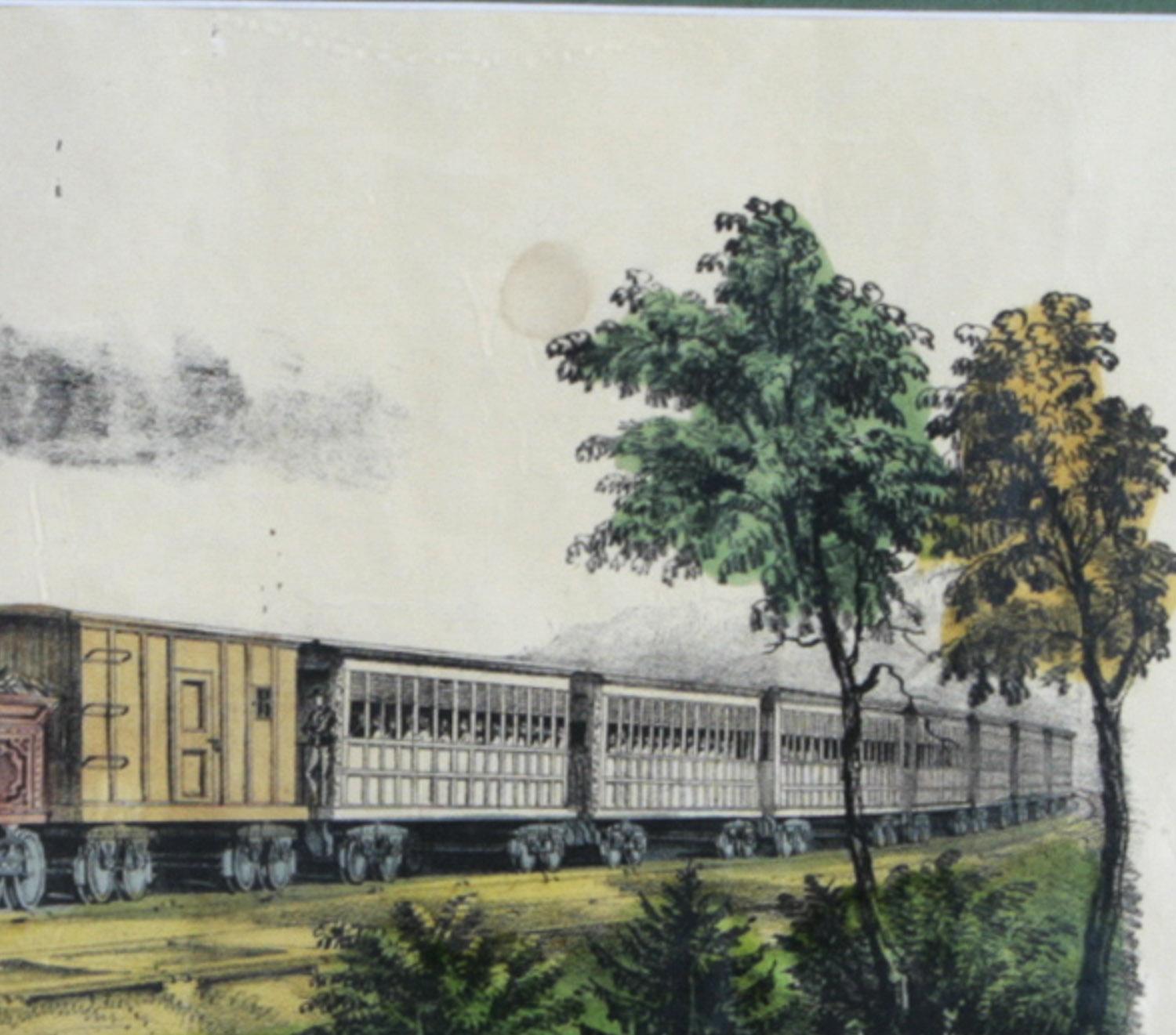 The Express Train veröffentlicht von Currier & Ives Original-Lithographie im Angebot 1