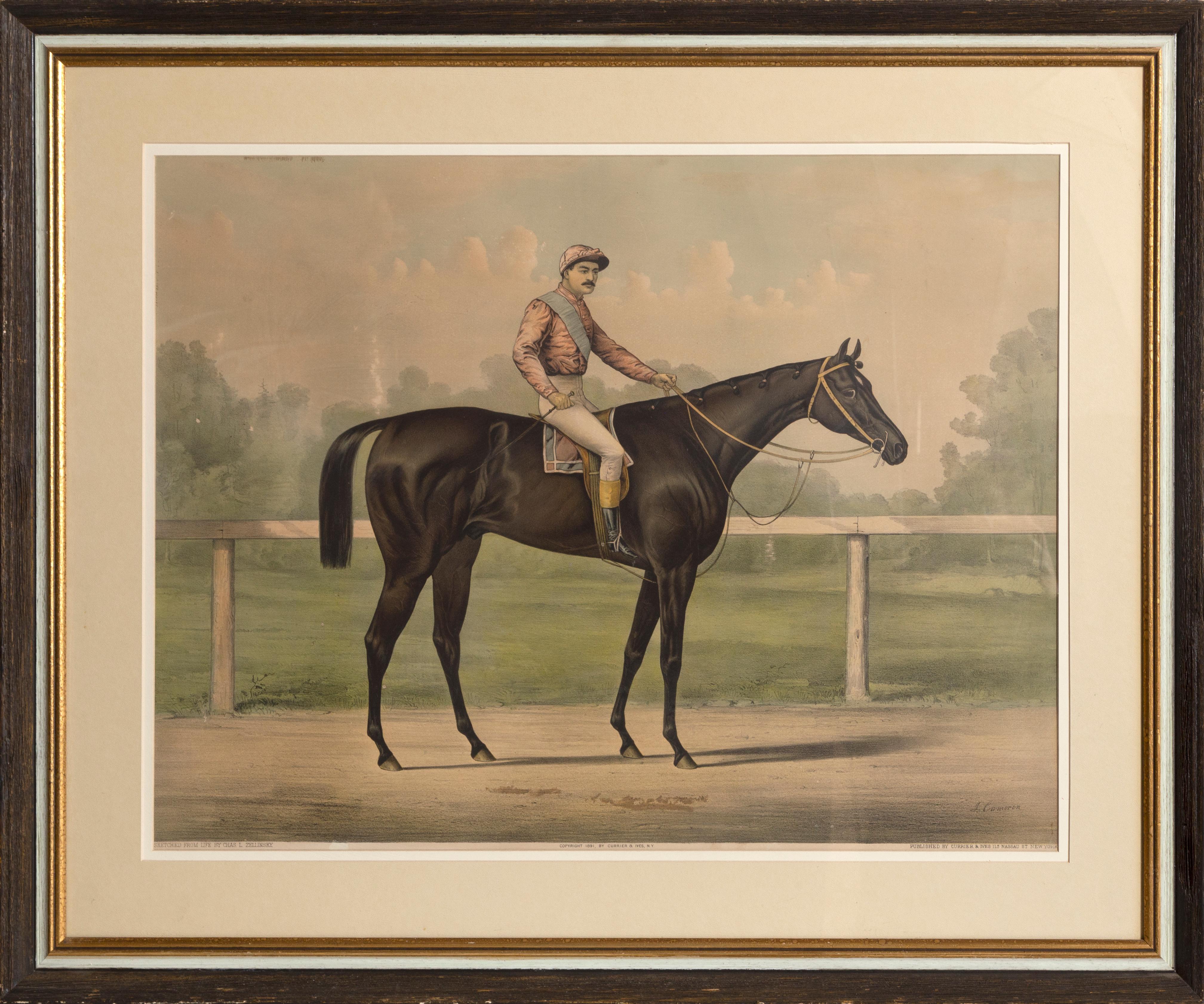 Artista:	Currier & Ives después de Chaz Zellinsky después de J. Cameron
Título:	El Gran Corredor Kingston de Spendthrift
Año: 1891
Medio:	Litografía coloreada a mano
Tamaño de la imagen: 19 x 26 pulgadas
Marco: 28,5 x 35,5  pulgadas