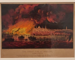 "El gran incendio de Boston" Currier & Ives, Paisaje urbano finales del siglo XIX