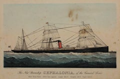 ""Die neue Dampfschifffahrt Cephalonia, von der Cunard Line", Lithographie von Currier & Ives