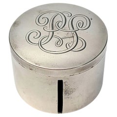 Currier und Roby Sterling Silber Runde Stempel Spender Box mit Monogramm